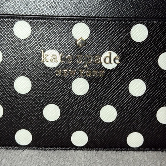 ♠️KATE SPADE♠️Cheers Black Multi Charming Dot Print Large Slim Cardholder/NWOT - Picture 3 of 7